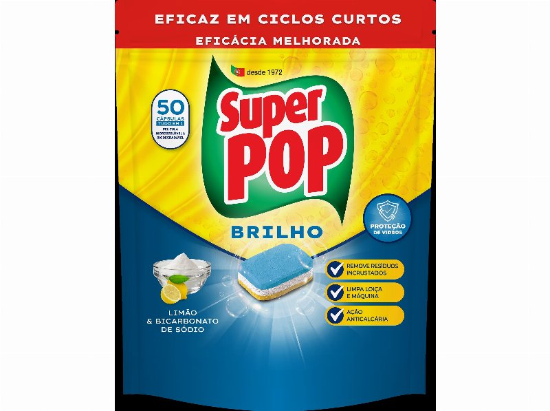Detergente Loiça Máquina Super Pop Brilho 50 Doses