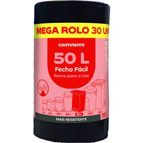 Sacos Lixo Fecho Fácil 50 Lt Continente 30 Un