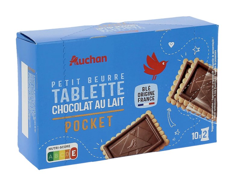 Bolacha De Manteiga Auchan Com Tablete Chocolate Leite Pocket 2X10Un 250 g