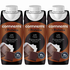 Leite +Proteína Cacau Sem Lactose Continente 3 X 250 ml