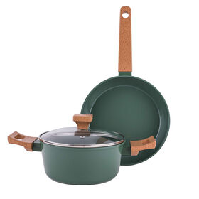 Conjunto Caçarola 20Cm E Frigideira 24Cm Verde Kasa