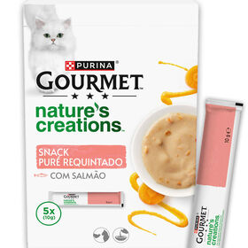 Snack Para Gato Adulto Puré Salmão Purina Gourmet Nature 5 X 10 g