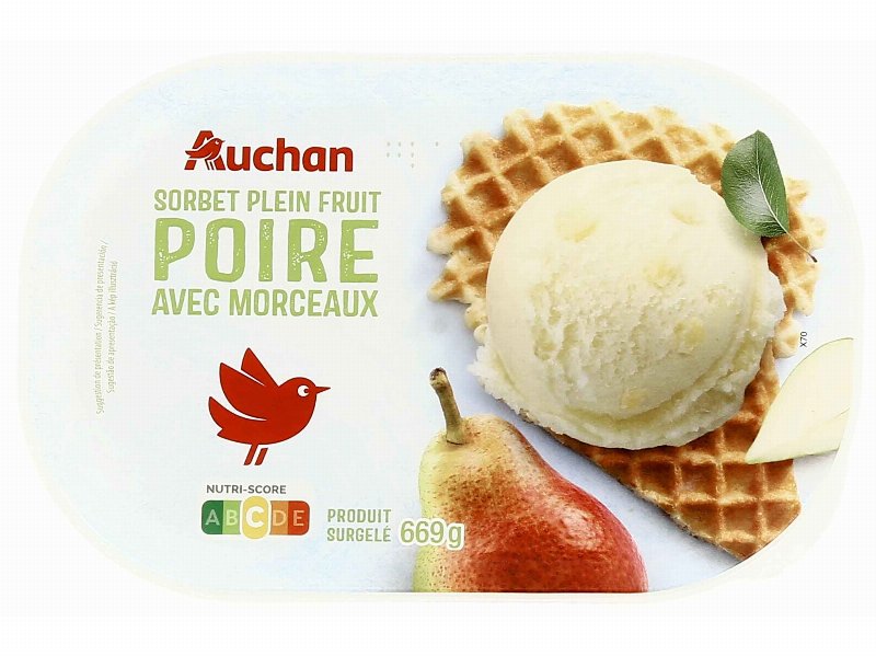 Sorbet Auchan Pera Com Pedaços 1 l