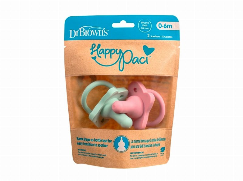 Chupeta Dr. Brown's Silicone Rosa E Verde +0M 2Un
