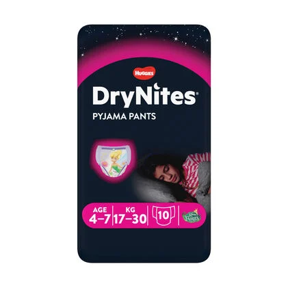 Fraldas Drynites Menina 4-7 Anos 17-30 kg Huggies 10Un