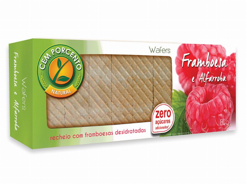Wafer Cem Porcento Framboesa Alfarroba Sem Açúcar 180 g