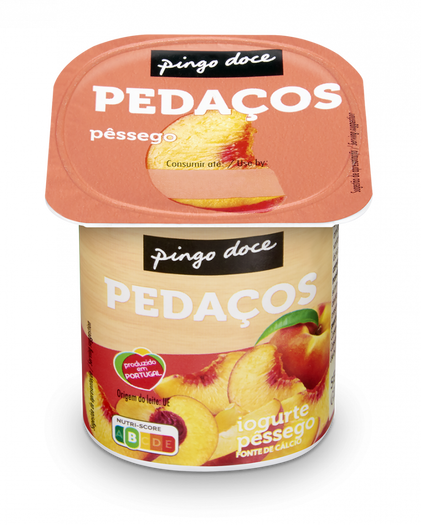Iogurte Pedaços De Pêssego Pingo Doce 0.125Kg