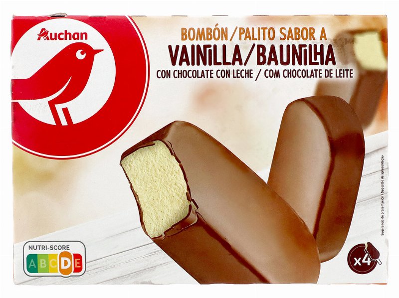 Gelado Palito Auchan Baunilha E Chocolate Leite 4X120 ml