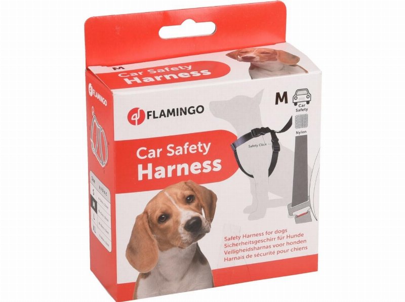 Arnês Segurança Carro Flamingo Cão M 46-62Cm