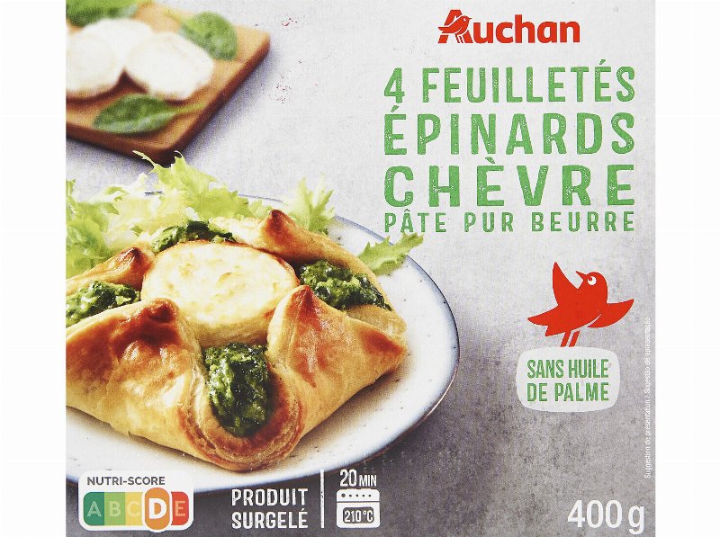 Folhado Auchan De Espinafres E Queijo Cabra 4Un 400 g