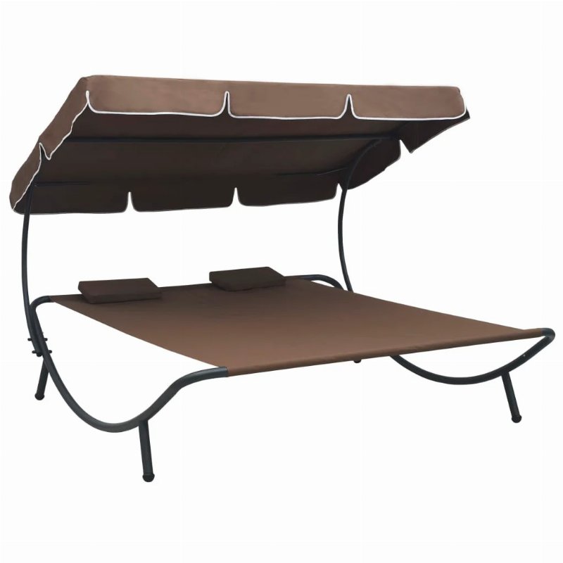 Hkh Espreguiçadeira Com Toldo E Almofadas Castanho - Marrom
