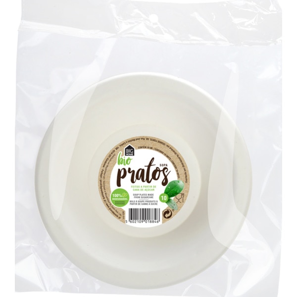 Pratos De Sopa Biodegradável 10 unidades