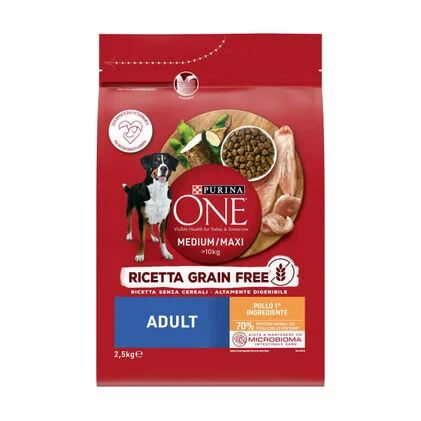 Comida Seca Para Cão Adulto +10 kg Com Frango Grain Free Purina One 2.5Kg