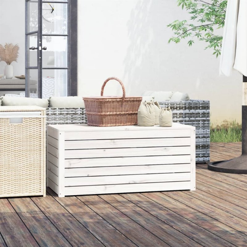 Hkh Caixa De Jardim 101X50,5X46,5 Cm Madeira De Pinho Maciça - Branco