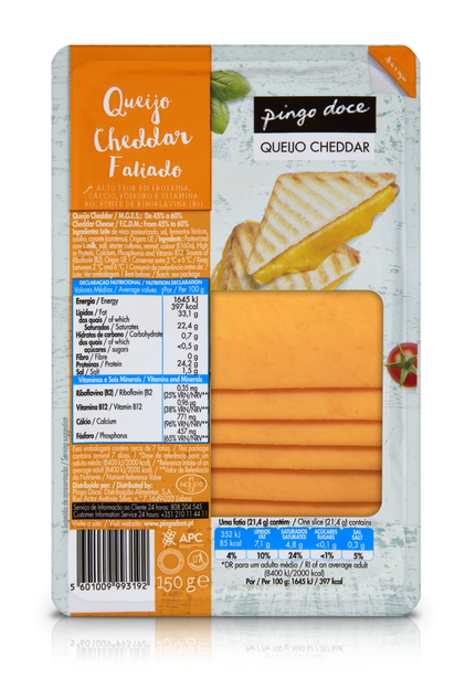 Queijo Cheddar Fatiado Pingo Doce 0.15Un