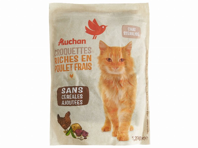 Ração Para Gato Auchan Natural Rico Em Frango Fresco Sem Cereais Adicionados 1.25 kg