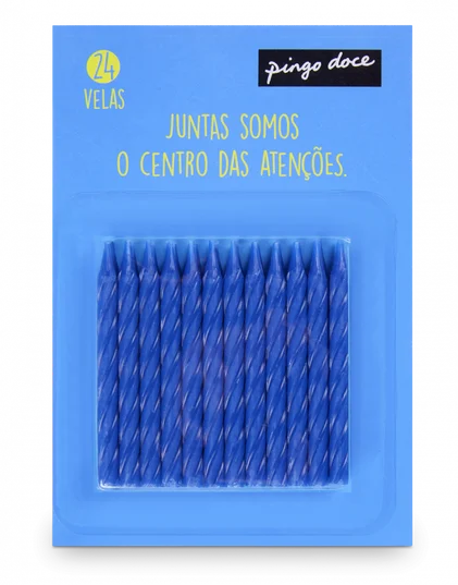 Velas De Aniversário Lisas Azul Pingo Doce 24Un