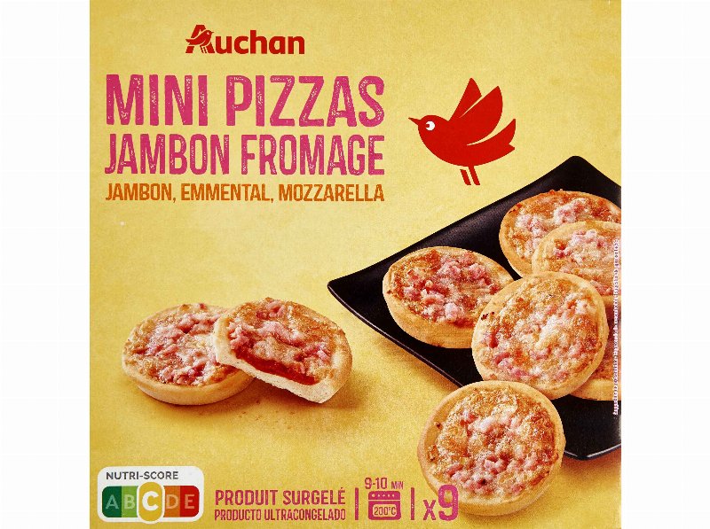 Mini Pizzas Auchan Fiambre E Queijo 9Un 270 g