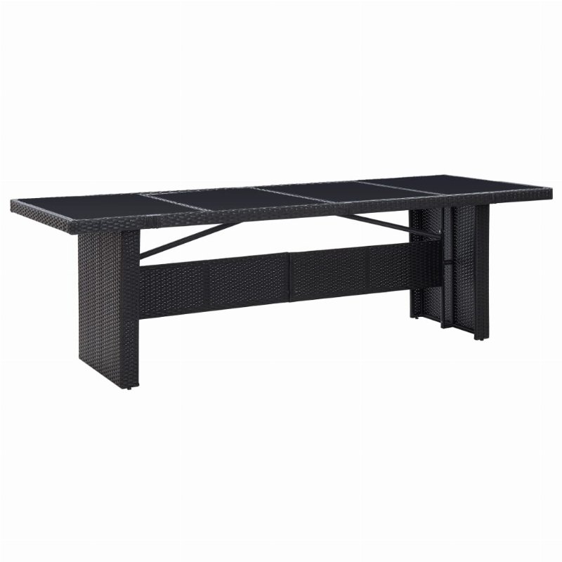Hkh Mesa De Jardim 240X90X74 Cm Vime Pe E Vidro - Preto
