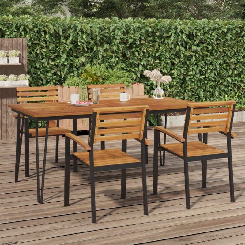 Hkh Mesa Jardim C/ Pernas Estilo Grampo Acácia Maciça - Marrom