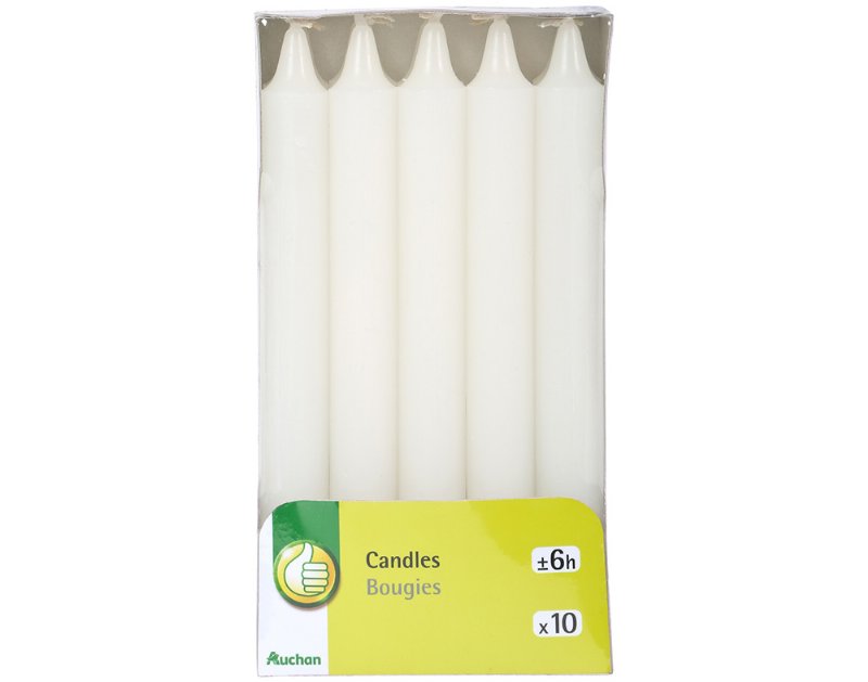 Conjunto De Velas Para Castiçal Polegar Branco 10 Unidades
