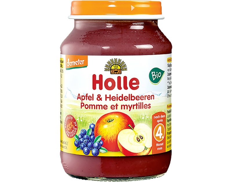 Boião Bio Pure Holle Maçã E Mirtilo 5M 190 g