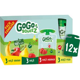 Pack Saquetas De Fruta Familiar +3A Gogo Squeez 12 X 90 gr