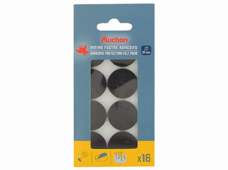 Feltros Protectores Auchan Castanho Adesivos 16 Peças 25Mm
