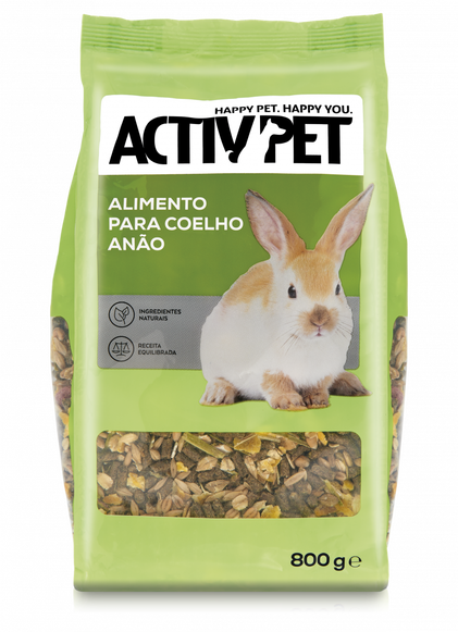 Alimento Mistura Para Coelho Anão Activpet 0.8Kg