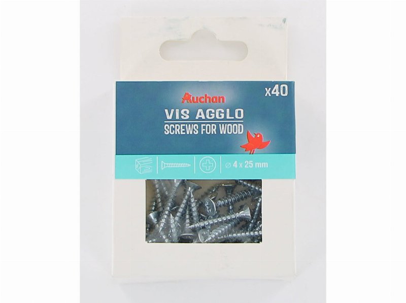 Parafuso Para Madeira Auchan 40 Peças 4X25Mm
