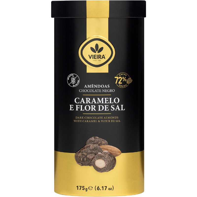 Amêndoas Chocolate Negro Com Caramelo E Flor De Sal 72% Cacau 175 g
