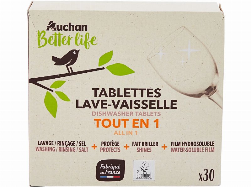 Detergente Máquina Loiça Auchan Better Life Pastilhas Tudo Em 1 30Un