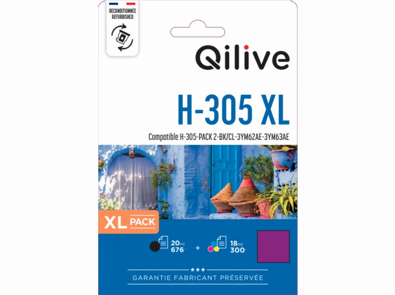 Pack Tinteiros Qilive Compatível Hp 305Xl Preto E Tricolor