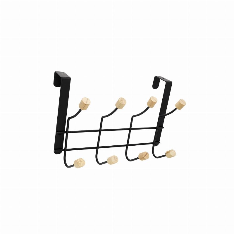 Hkh Cabide De Porta Preto 8 Ganchos