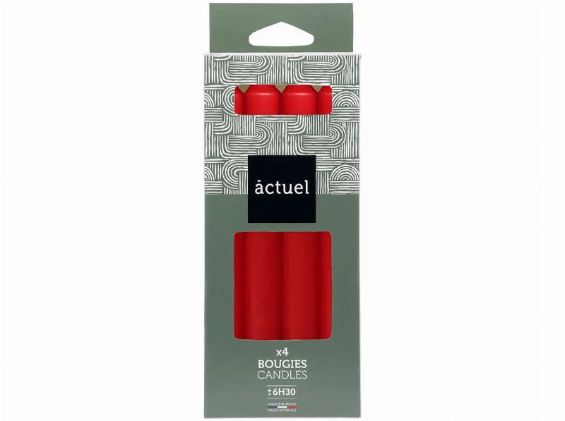 Velas Actuel Vermelho Pack 4 Unidades