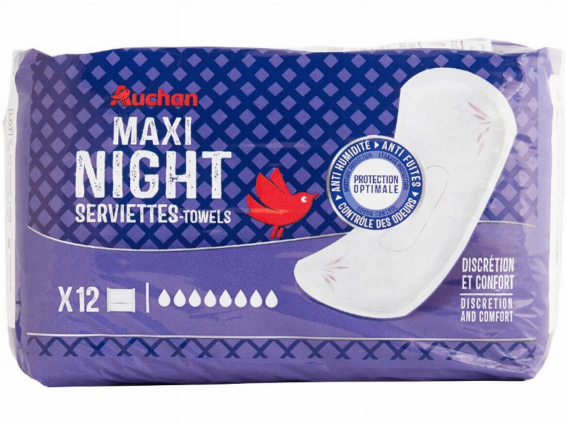Pensos Incontinência Auchan Maxi Noite C/Bolsa 12Un