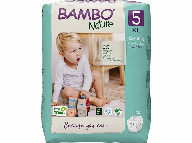 Fraldas Bambo Nature 5 Tamanho Xl 12-18 kg 22Un