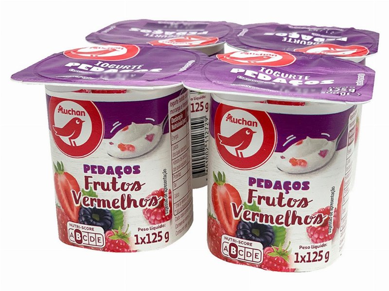 Iogurte Auchan Pedaços Frutos Vermelhos 4X125 g