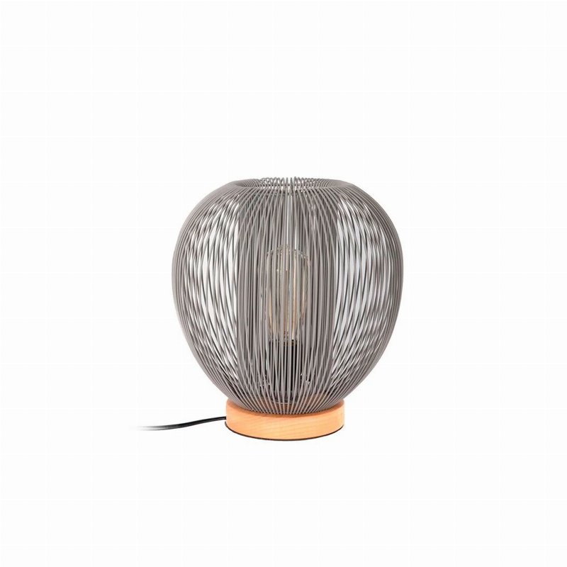 Candeeiro De Mesa Metal Arame Cinza Forma De Bola