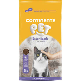 Ração Para Gato Adulto Esterilizado Salmão Continente Pet 3 kg