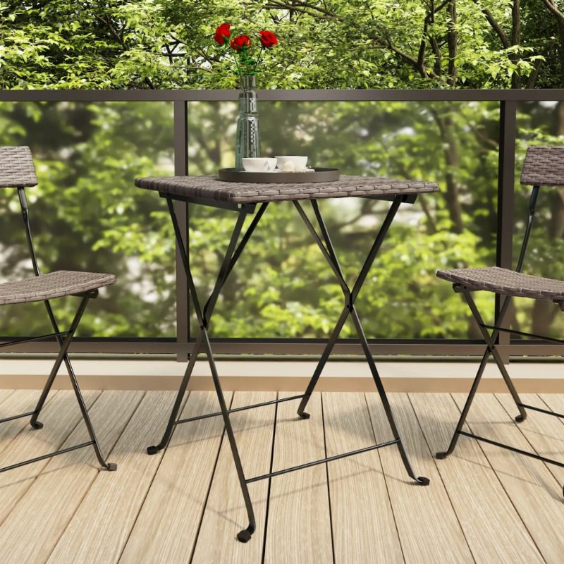 Hkh Mesa De Bistrô Dobrável 55X54X71 Cm Vime Pe - Cinzento