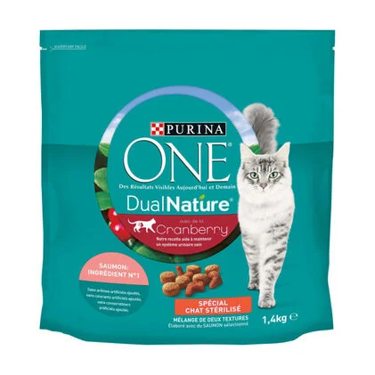 Comida Seca Para Gato Esterilizado Dual Nature Com Salmão E Arandos Purina One 1.4Kg