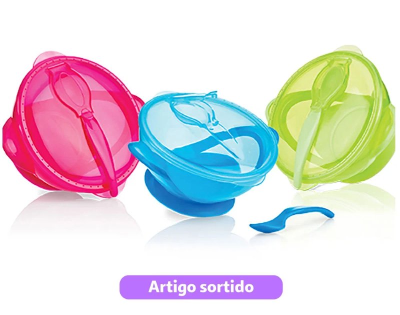 Taça Com Ventosa E Colher Nuby +6 Meses 360 ml Cores Sortidas