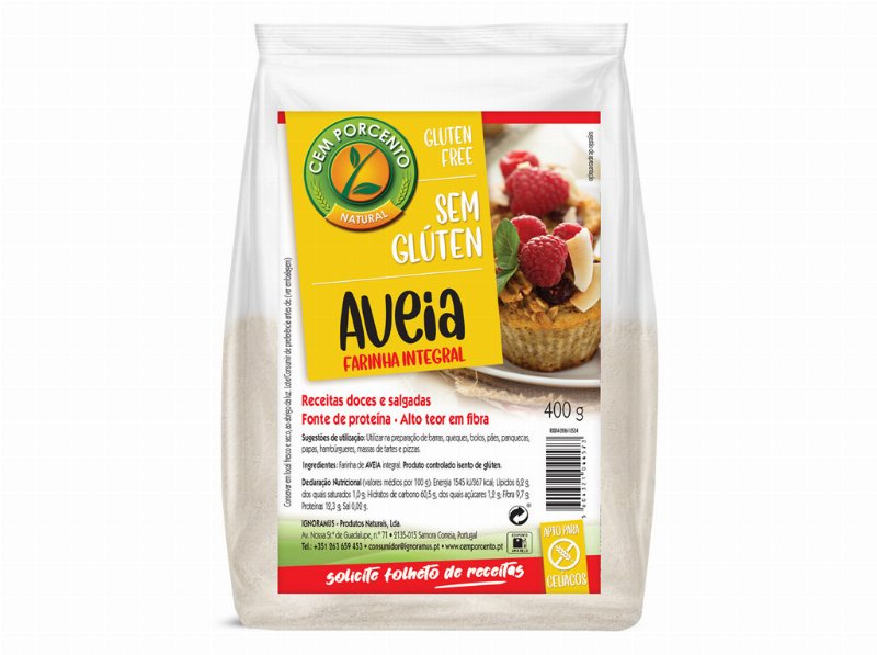 Farinha De Aveia Cem Porcento Sem Glúten 400 g