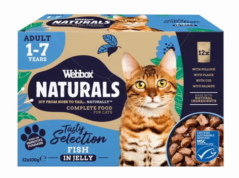 Comida Húmida Para Gato Natural Webbox Seleção De Peixes Em Geleia 12X100 g