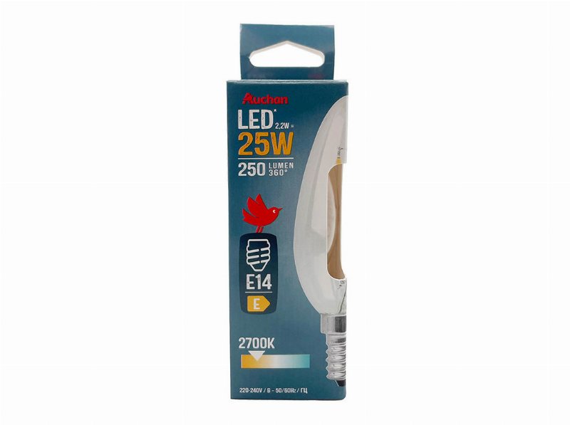 Lâmpada Led Vela Auchan E14 25W Luz Amarela