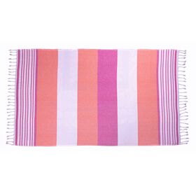 Toalha De Praia 170X100Cm Riscas Rosa E Laranja Kasa