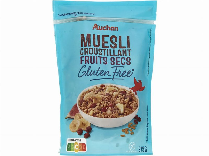 Muesli Sem Glúten Auchan Frutos Secos 375 g