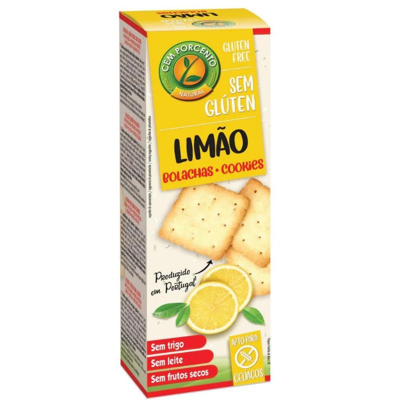 Bolachas De Limão Sem Glúten Cem Porcento 150 g