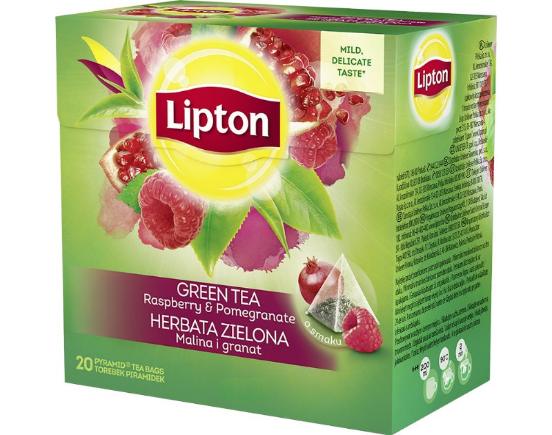 Infusão Lipton Pyramides Green Framboesa E Romã 20 Saquetas